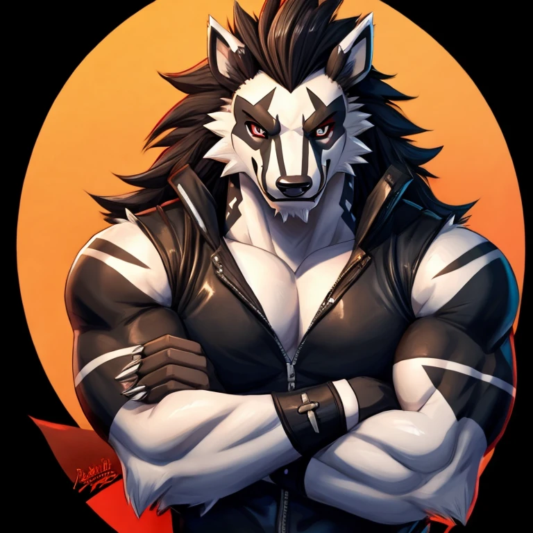 Pokemon Obstagoon, arms crossed, rockstar