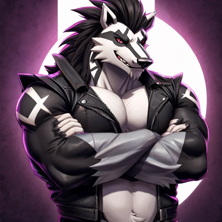 Pokemon Obstagoon, arms crossed, rockstar