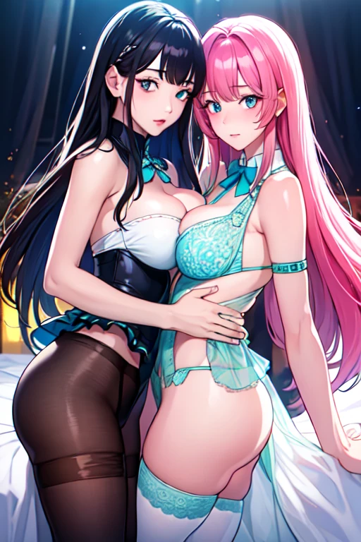 ((Top Quality、16K、masterpiece:1.3))、a tall and beautiful woman、Perfect Figure:1.4、(dream aesthetic) Slim Abs, young natural girl (otome dori) solo, long and voluminous pale-pink hair 、messy hairstyle (with hair bangs), turquoise-blue eyes, pale-white skin (highlighted, realistic shading)、natural bust、Highly detailed facial and skin texture、(A detailed eye, Symmetry Eyes, Clear realistic eyes, Double eyelidd、Cold-stricken face、Symmetrical face), very realistic skin, goth makeup, Royal sisters full of fans、The Telegraph Esbian、peach buttocks, white bra (wet), panties, black tights, squart、(Raw foto:1.2)、((Photorealcitic:1.4))Top Quality、masterpiece、Real Photography、very delicate and beautiful.、super detailed CG、Unity、8K photo wallpaper、delicate detail、best qualtiy、Highly detailed CG unity 16k wallpaper、absurderes、Incredibly Absurd、huge file size、extremely highly detailed、Hight Resolution、ighly Details、Beautiful detail girl、extremely beautiful eyes and face, cute eyes look、Facial light、cinematic lightings, (realistic pantyhose) 1girll、see -through, bedroom 、ulzzang-6500、The Telegraph Esbian, different poses at different angles,
