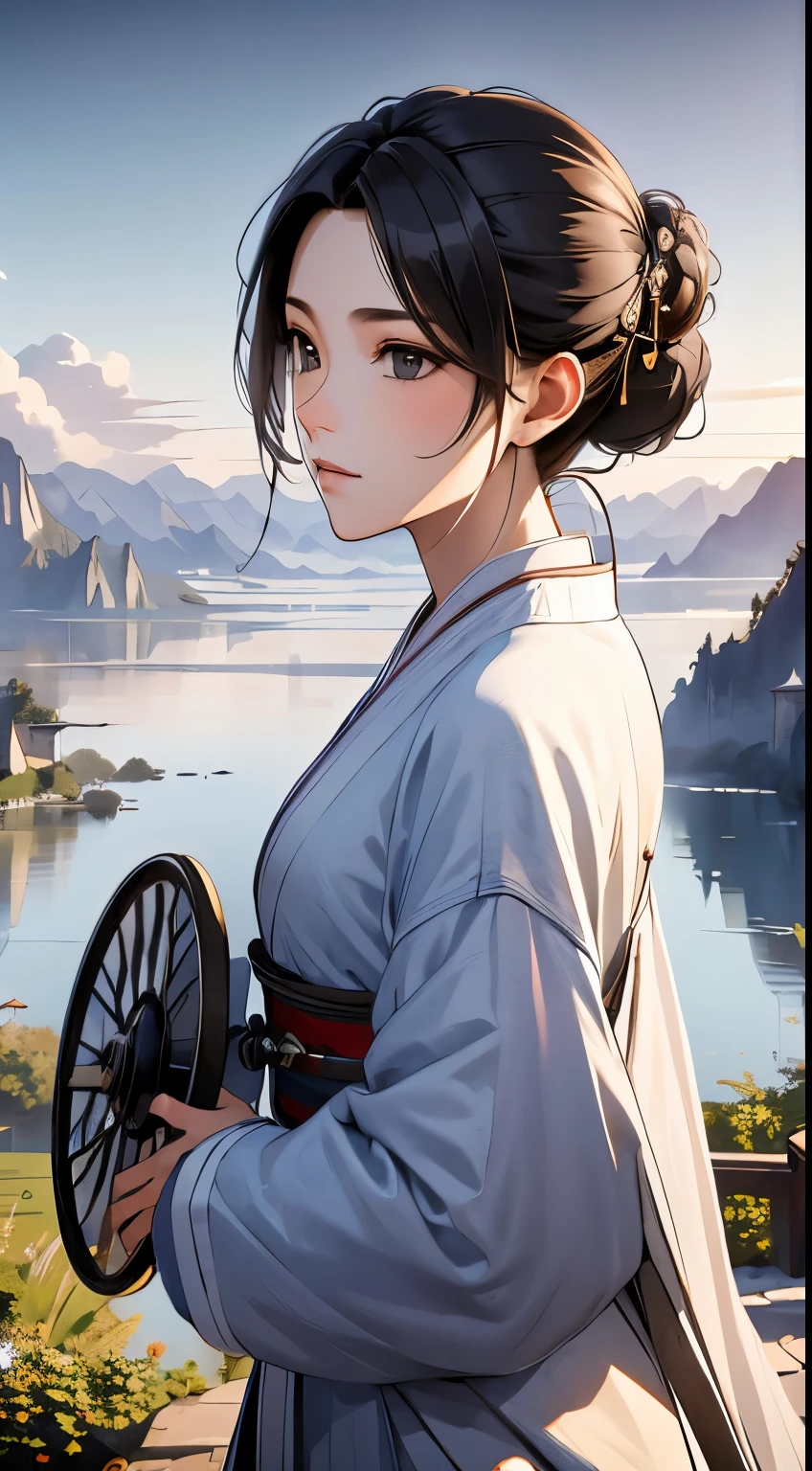 (high quality:1.4), (best quality:1.4), (masterpiece:1.4), official art, Official Wallpapers, 4k textures, 
Miss, Black Hair, fencing, Chinese clothes, Long hair, whole body, From the back,
(detailed:1.05), (extremely detailed:1.06), Clear focus, (Wheels within wheels:1.03), (extremely Wheels within wheels:1.04), Low contrast, Soft movie lighting, Soothing Tones, HDR, (Epic Landscapes:1.05), (Beautiful scenery:1.05), (detailed scenery:1.05), (Wheels within wheels scenery:1.05), (beautiful landscape:1.05) 