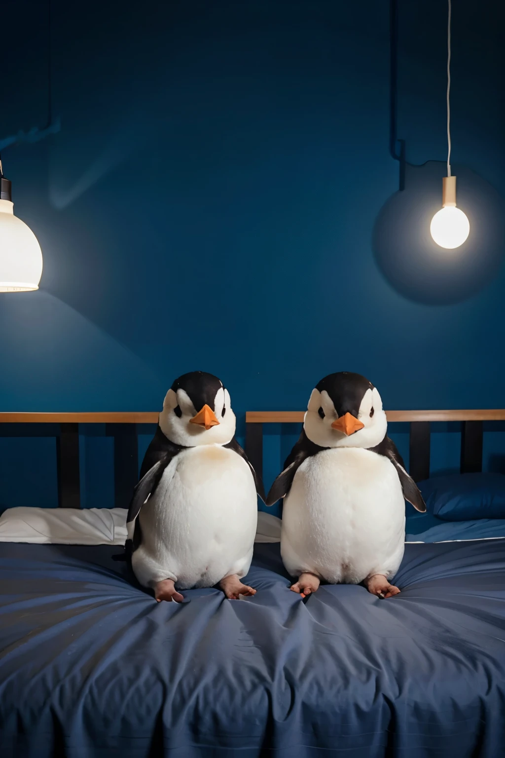 pinguinos en la cama