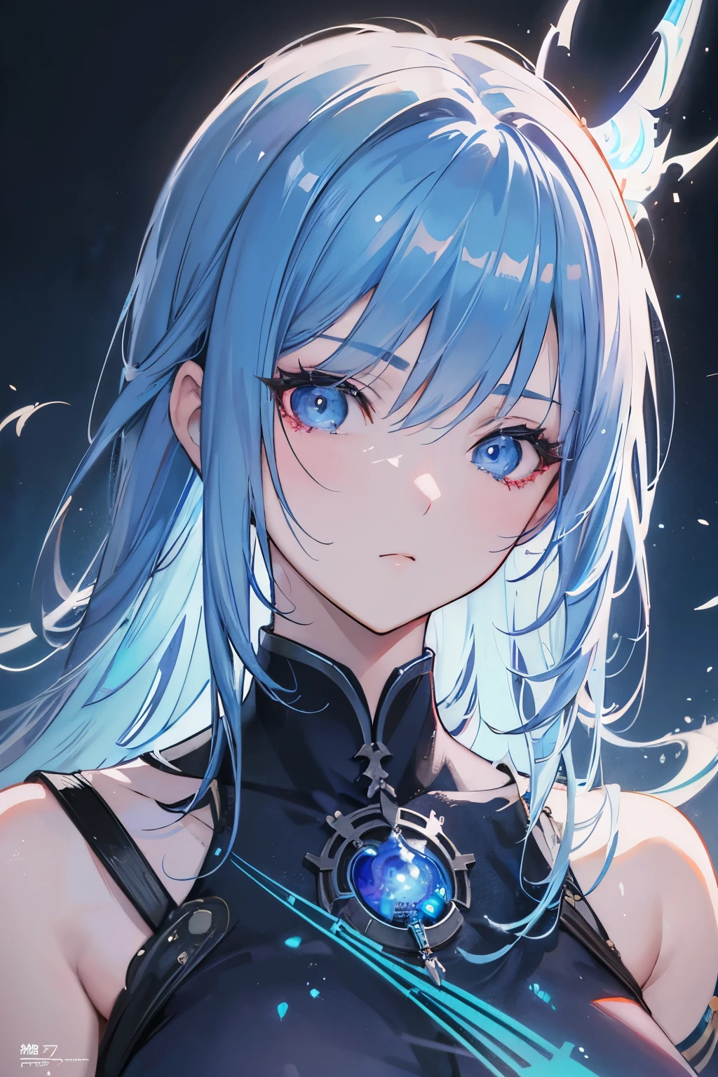 There is a blue-haired woman, Guweiz style art, Guweiz, beautiful character painting, Guweiz in ArtStation Pixiv, Guweiz in Pixiv ArtStation, stunning anime face portrait, beautiful digital art, Wlop Rossdraws, Guweiz Masterpiece, detailed digital anime art  