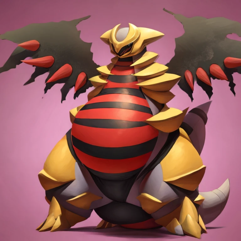 Obese Pokemon giratina, engorged belly, massive belly, bulging belly 