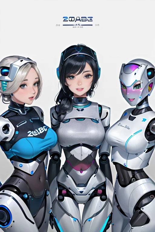 High resolution, Detailed Background, highest quality, Beautiful and dense face, Beautiful, smooth skin, Skin Texture, ((Three beautiful female robots in their twenties:1.5)), All of their internal skeletons are exposed.., Everything is mechanical except for the face., Full Body Shot, Cute hairstyle, Huge breasts, smile, They are all touching each other&#39;Body because they just had their maintenance done., 誰もが自分Bodyに誇りを持っている, All have floral and pastel colored internal skeletons, From ankle down, Feet in roller skates, The bright colors and patterns on the interior structure create a cute and glamorous look.., (Braided Ponytail、Cute hair cot#39;I&#39;I can&#39;t wait to go outside in my new body...、Looking at each other&#39;Body、Laughter、smile、smile)