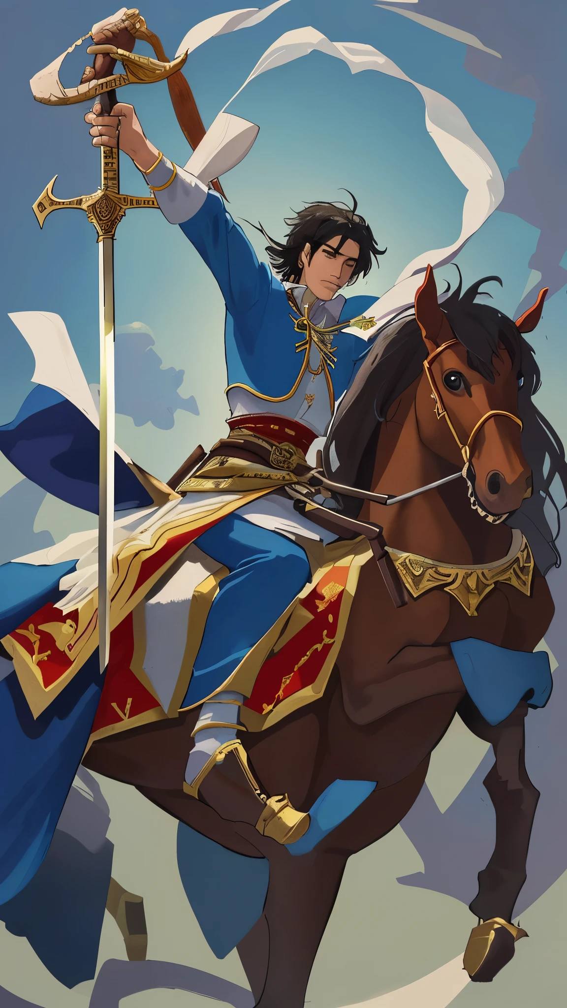 Don Juan on a horse wielding a sword
Philippines Ibong Adarna