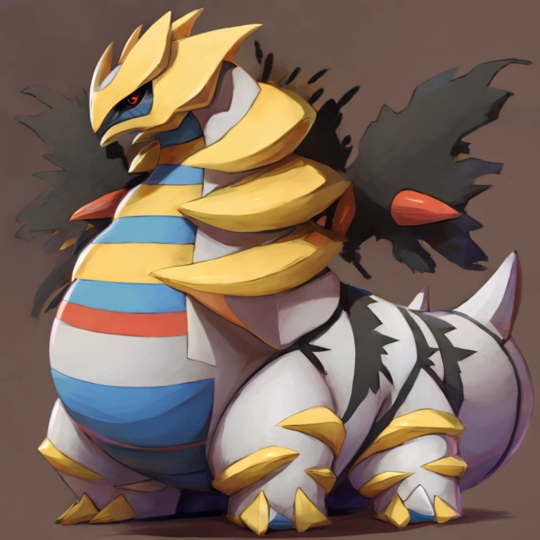 Obese Pokemon giratina, profile, full belly