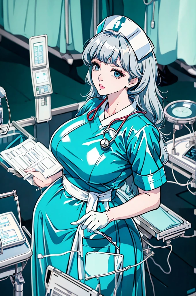 nurse uniform,hospital, latex nurse suit,nurses,busty,elbow gloves,labcoat,white hair woman,white eyes , gigantic ,medical instruments,asian nurse,two nurses,speculum,examination room,oversize ,big ass ,strap on, lay on table ,legs spreaded,giving birth,gyno chair , dentist,Milf,latex,grey uniform