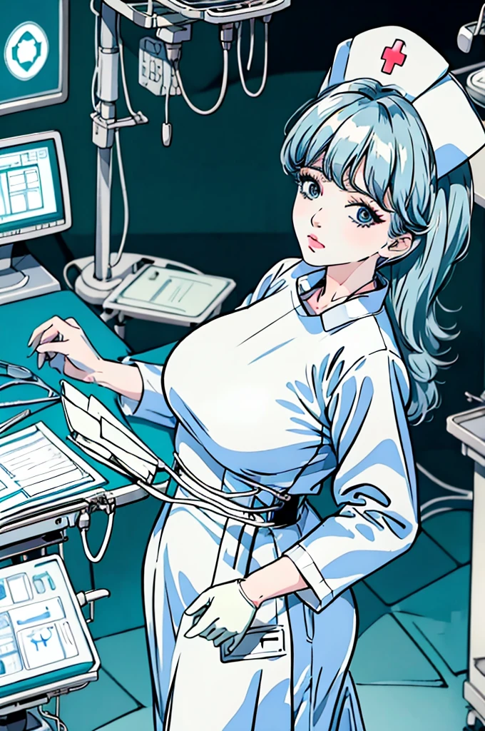 nurse uniform,hospital, latex nurse suit,nurses,busty,elbow gloves,labcoat,white hair woman,white eyes , gigantic ,medical instruments,asian nurse,two nurses,speculum,examination room,oversize ,big ass ,strap on, lay on table ,legs spreaded,giving birth,gyno chair , dentist,Milf,latex,grey uniform