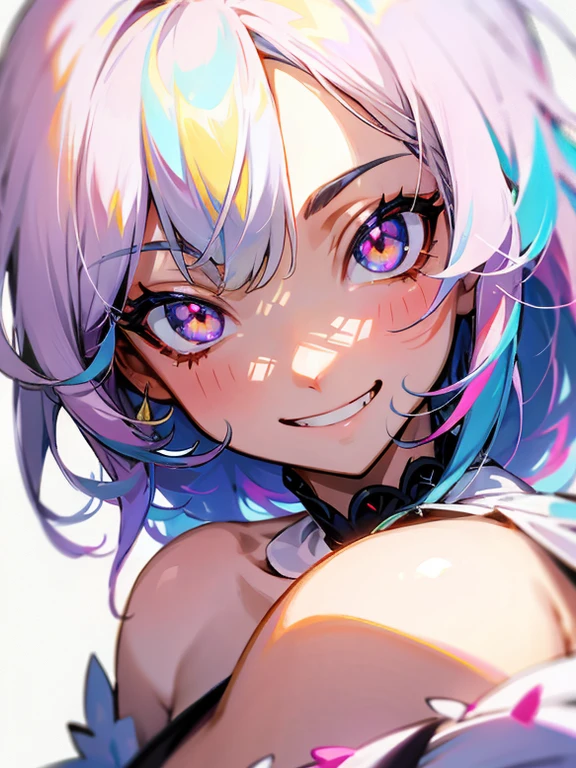delicate face,Multicolored eyes,grin,
