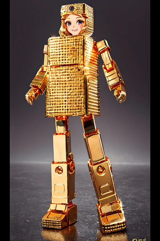 gold lightan, robot,
(highest quality, masterpiece, RAW Photos,Very detailed:1.2), One girl,alone,View your viewers,smile, Full Body Shot