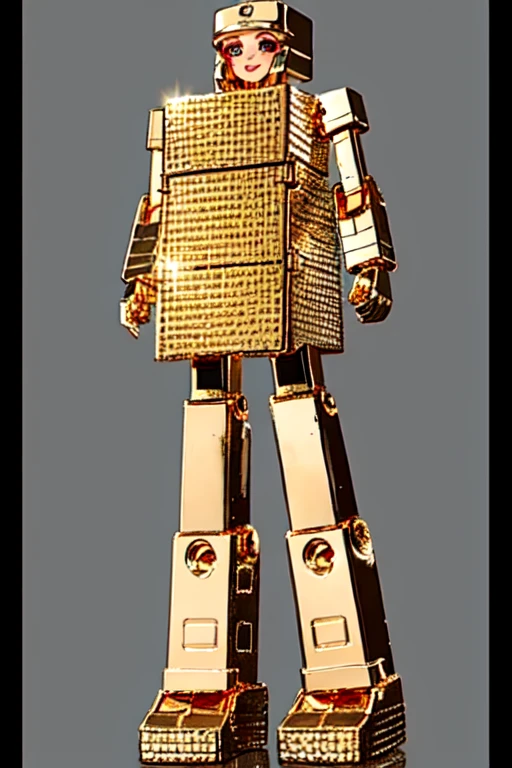 gold lightan, robot,
(highest quality, masterpiece, RAW Photos,Very detailed:1.2), One girl,alone,View your viewers,smile, Full Body Shot