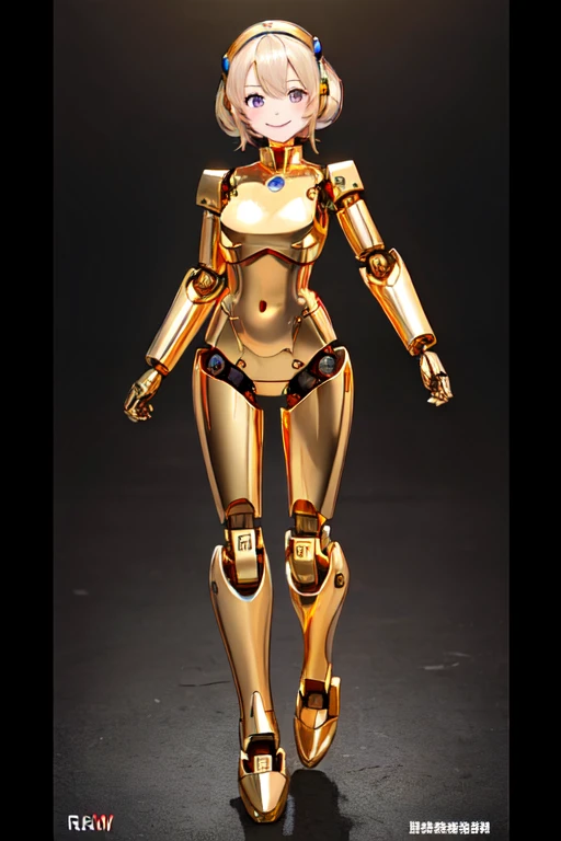 gold lightan, robot,
(highest quality, masterpiece, RAW Photos,Very detailed:1.2), One girl,alone,View your viewers,smile, Full Body Shot