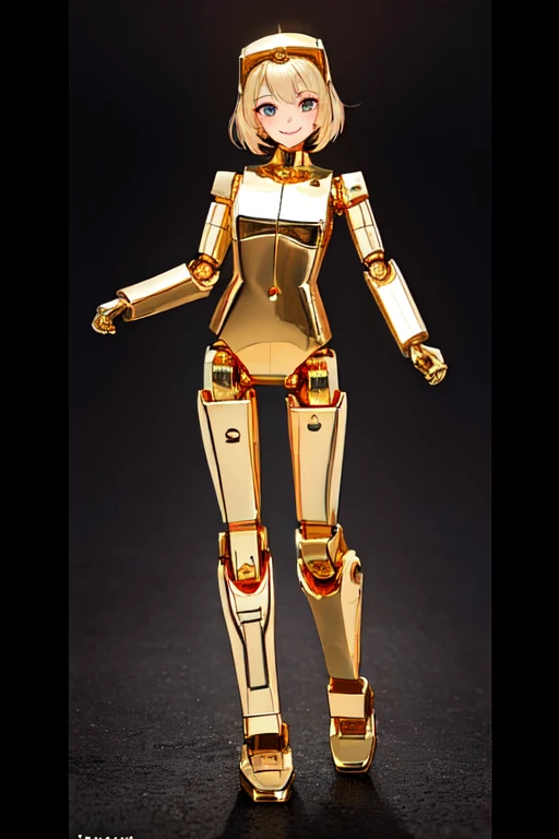 gold lightan, robot,
(highest quality, masterpiece, RAW Photos,Very detailed:1.2), One girl,alone,View your viewers,smile, Full Body Shot