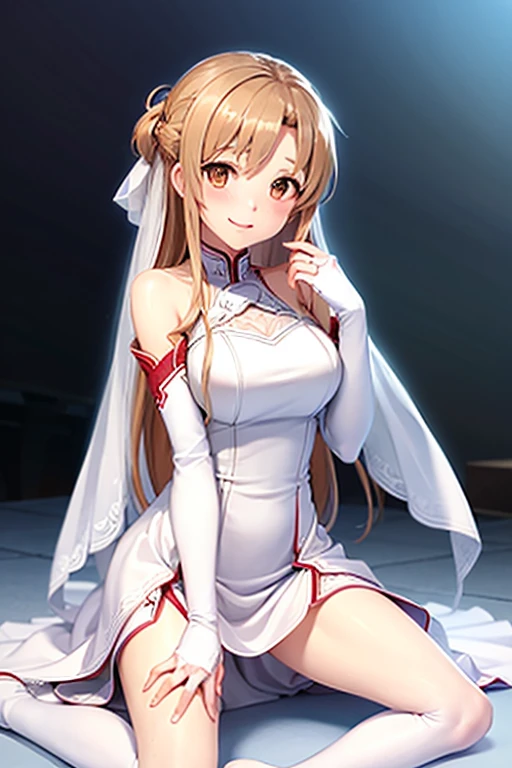 (Wedding dress:1.2),Asuna,A light smile,shortness of breath,sexy,highest quality
