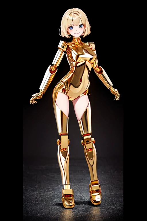 gold lightan, robot,
(highest quality, masterpiece, RAW Photos,Very detailed:1.2), One girl,alone,View your viewers,smile, Full Body Shot
