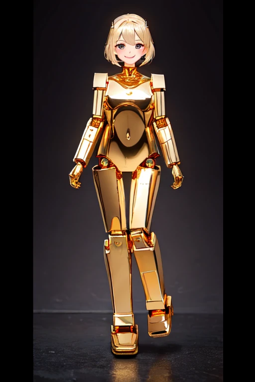 gold lightan, robot,
(highest quality, masterpiece, RAW Photos,Very detailed:1.2), One girl,alone,View your viewers,smile, Full Body Shot