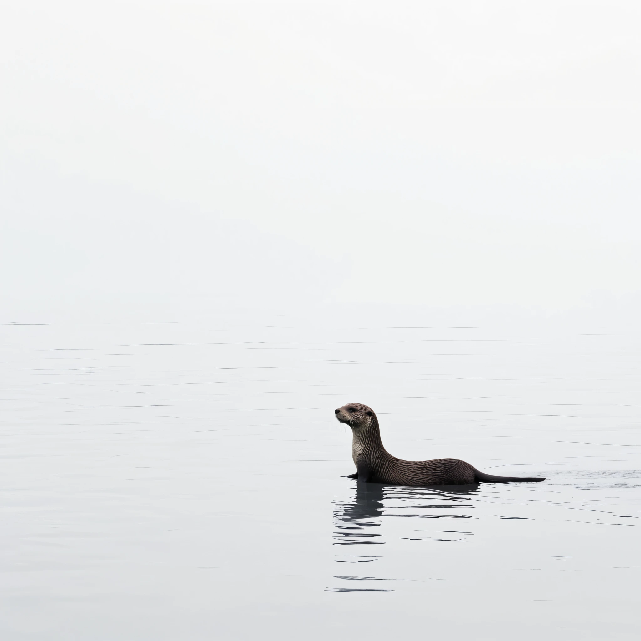 Minimalist style, an otter,Minimalist journey,solo,loneliness,uder sea