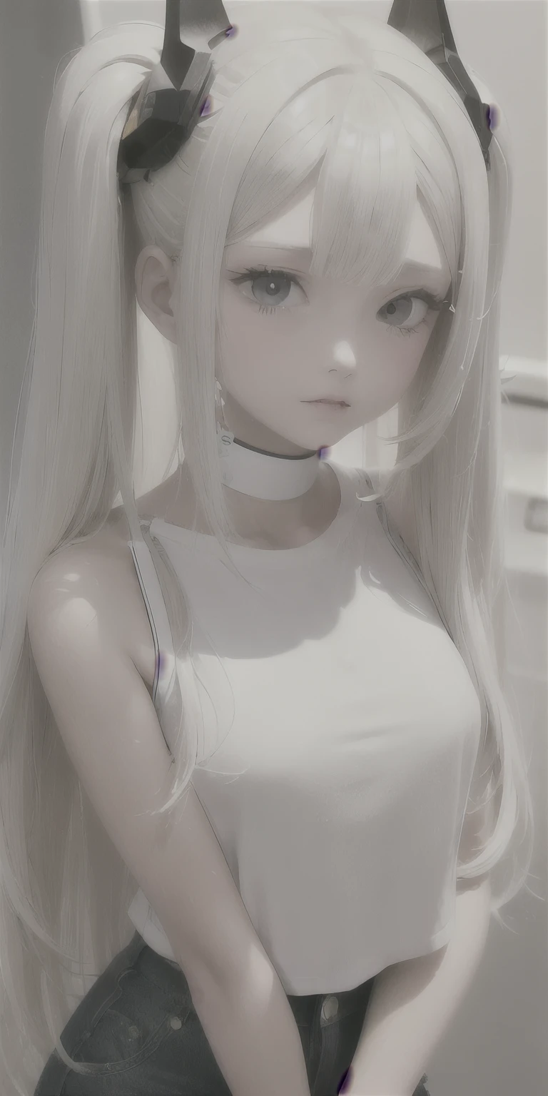 mejor calidad, Obra maestra,pelo blanco, ojos dorados,Ropa blanca, buscando, parte superior del cuerpo,mecha de cabello,piel blanca,trenzas laterales