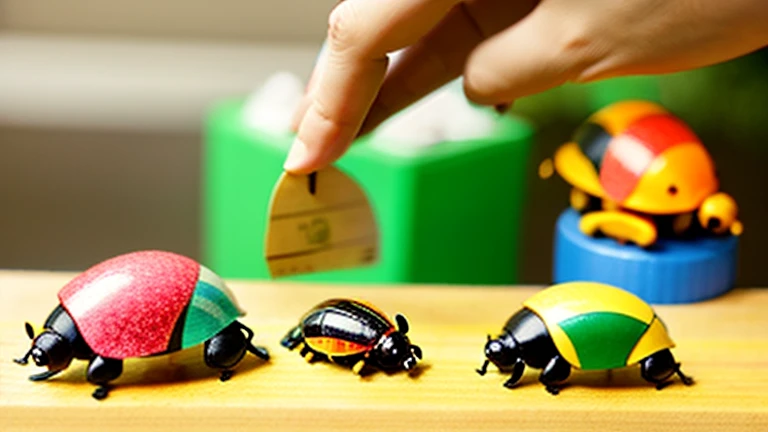 田舎で田舎でChildren playing with beautiful beetles、Children playing with beautiful beetles、