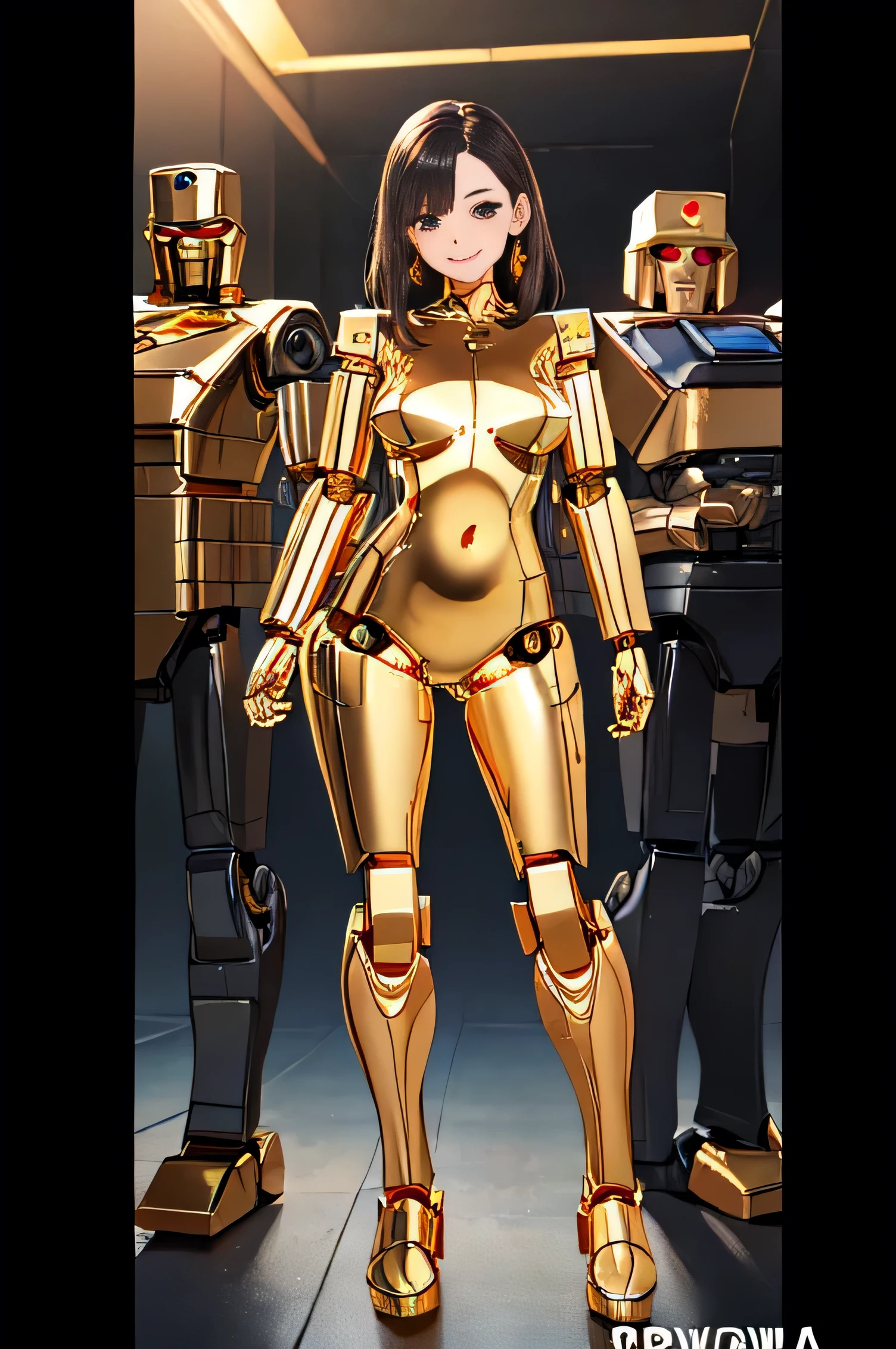 Many Gold Lightans, robots,
(highest quality, masterpiece, RAW Photos,Very detailed:1.2), All girls,By everyone,View your viewers,smile, Full Body Shot, group, Masterpiece