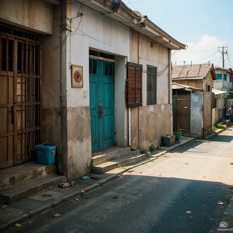 A small area in a poor neighborhood in the philippines with watercolor style art