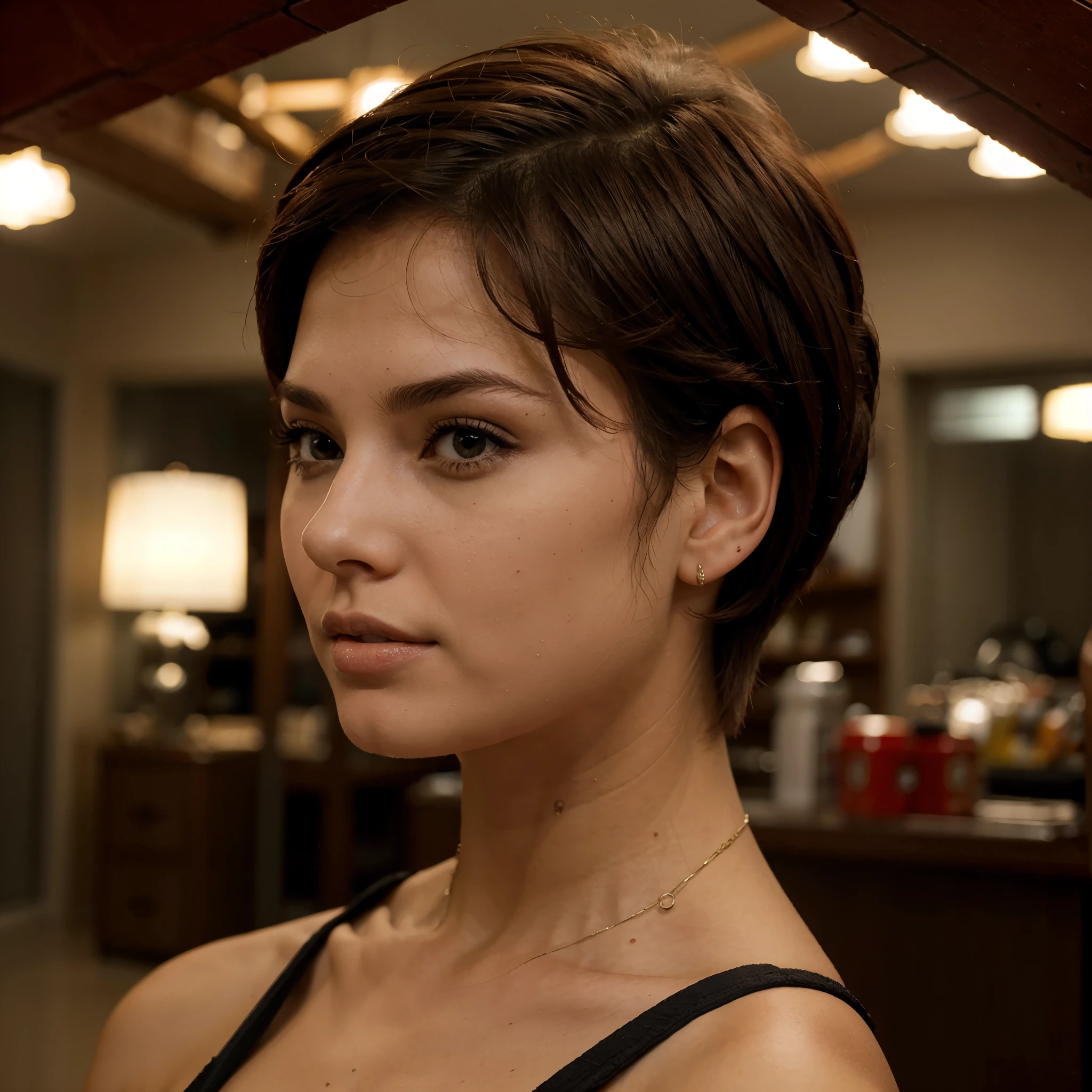 Mujer de pelo corto rojo