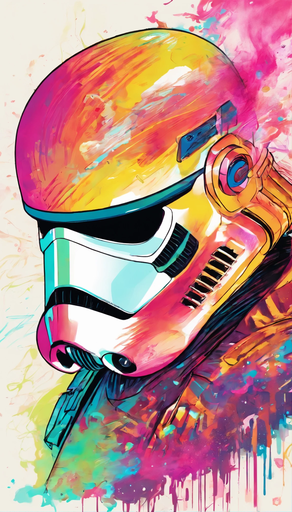 El dibujo de tinta  Stormtroopers, Digital illustration, Comic strip style, acuarela, Estilo ArtStation, arte conceptual, 2 d illustration, por Peter Draw, por Carne Griffiths, por Wadim Kashin, cuerpo completo, centrado,detallado, Suave, dynamic  pose
