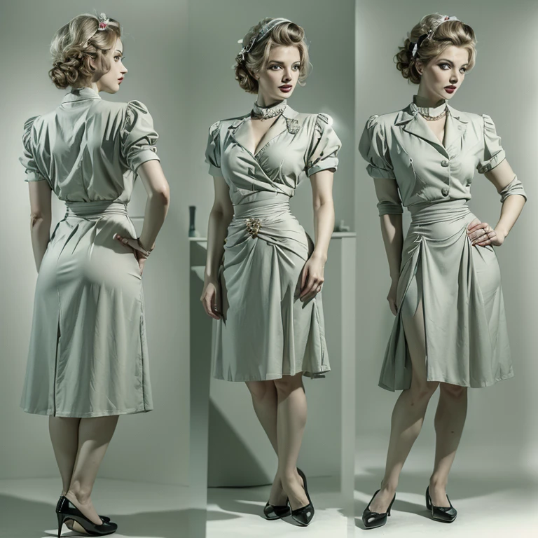 Full body portrait of Betty Seite, allein (im kurzen Matrosen-Outfit, 1940er Jahre, sehr detailiert: 1.5), (fein detailliertes Gesicht, 1.5 Zoll), (1940er Jahre hairstyle with a high pompadour: 1.5 Zoll), (Slim body, Lush, Small hips: 1.8), (an eine Barre gelehnt: 1.5 Zoll), (in einem dunklen, old big band bar from the 1940er Jahre: 1.4 Zoll), (sanfte Studiobeleuchtung, volumetrische Schatten), JCH Street Pan-Film, ISO 100.
Betty Seite,