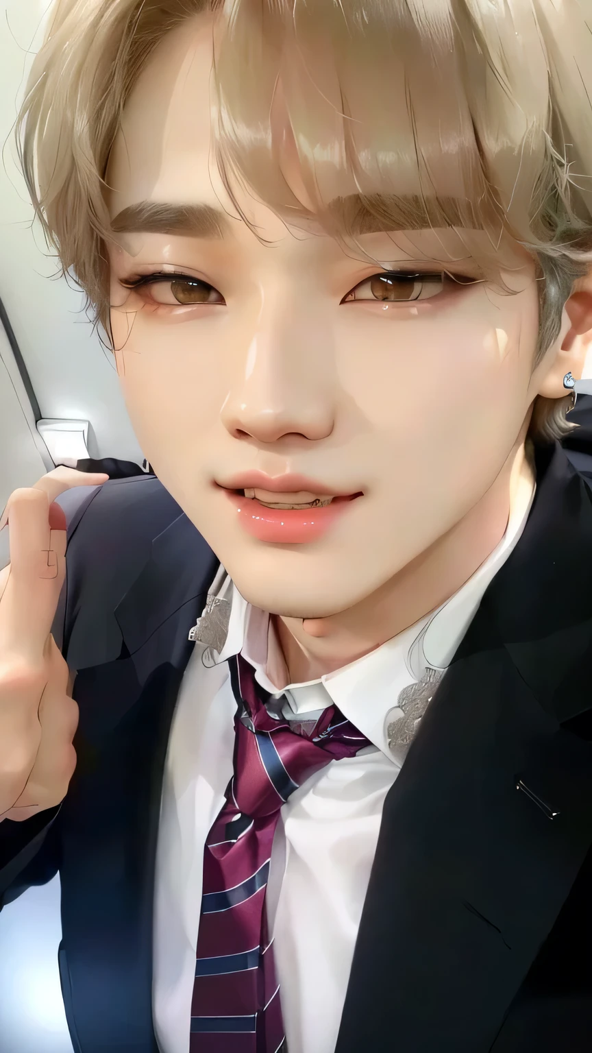 arafed boy in suit and tie giving a thumbs up, park Jimin, Jimin, Jimin\los labios carnosos, yoongi de pelo negro, Jung Jaehyun, pale korean adorable face, hyung tae, kim taejin, Jimin\his right eyelid is swollen, jungkook, korean idol, cai xukun, Hong June Hyung, Jimin\'s grecian nose, BTS SUGA, SUGA BTS, BTS yoongi, yoongi BTS, pretty face, pretty lips, pretty nose, kpop idol, kpop face, doll lips, angelic eyes, angelic nose, angelic face, cute face