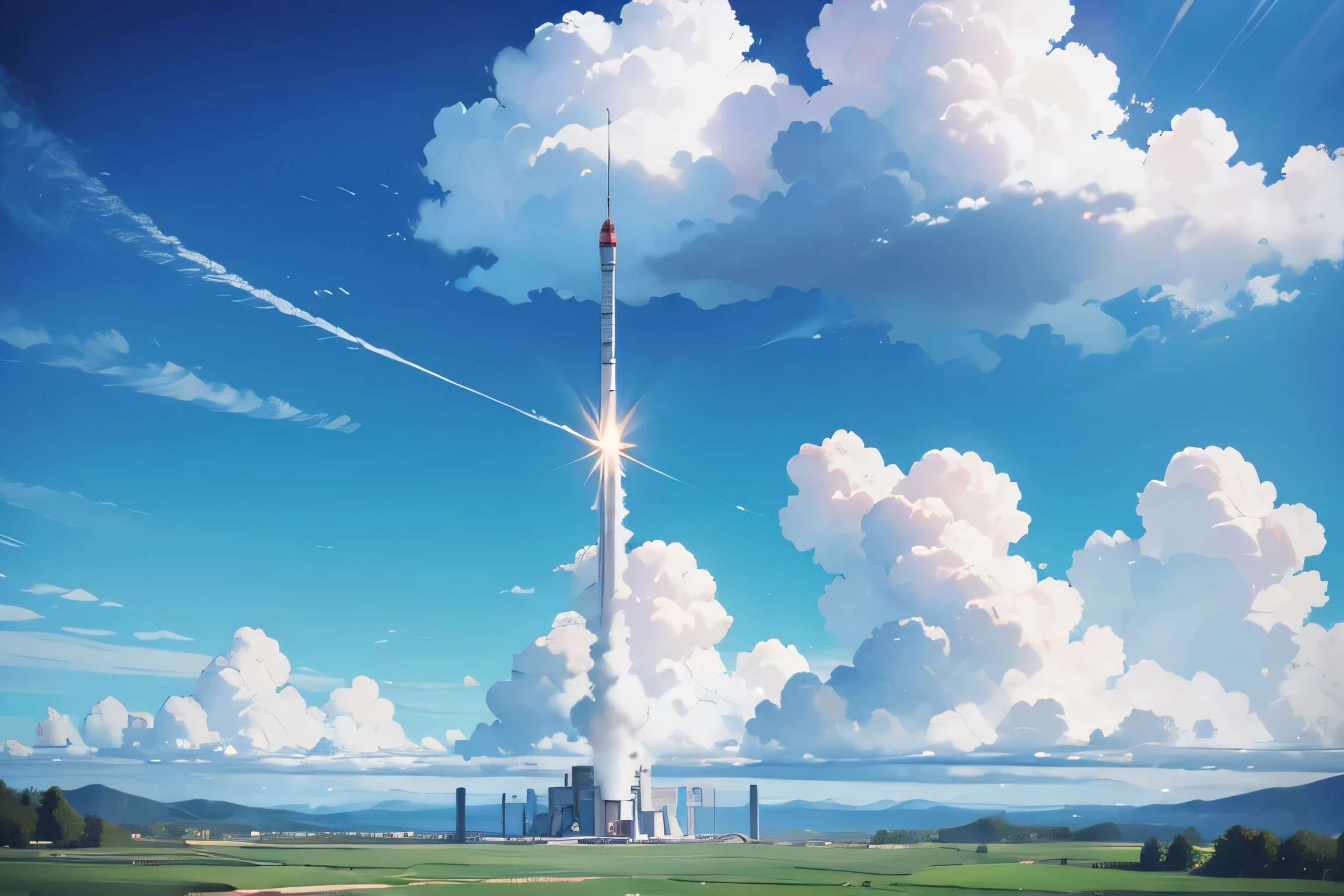 Blue sky、rocket、Landscape only、No people