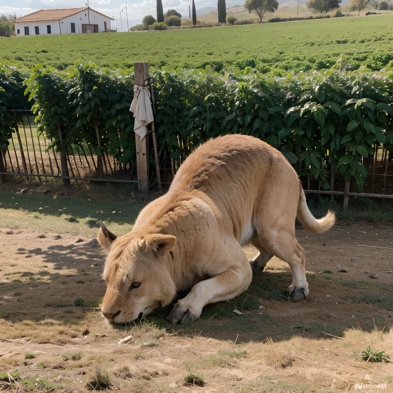 Un cerdo mayor que fallecio por causas naturales en el granero de la granja