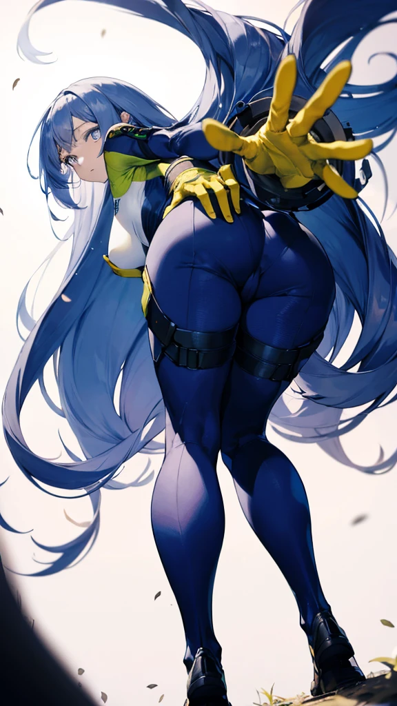 Nejirehadu, Nejire Wave, blue eyes, Blue Hair, Long Hair,
壊す blue Bodysuits, Bodysuits, Drill Hair, gloves, green Bodysuits, multicolored Bodysuits, Colorful clothes, yellow gloves,
((壊す full body)),
Break the white background，From below破る，Look Down，Lower your gaze，
Breaking Dynamic Shots，Kung Fu Pose，highest quality, High resolution, unity 8k wallpaper, (shape:0.8), (Beautiful and fine grain:1.6), Highly detailed face, Perfect Sentence, Detailed CG, (Perfect hands, Perfect Anatomy),Thick thighs, Place one hand on hip，Squat，Spread your legs，Dynamic Angle, (From behind,Bent over, Recall),Look down，From below，Low Angle，