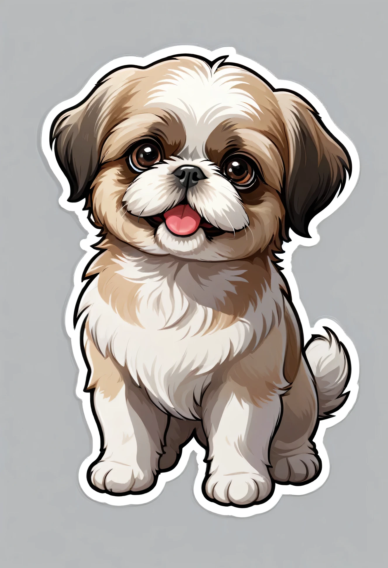 1 sticker, puppy, Shih Tzu, Round eyes, Cute eyes, Cute gestures, Cute expression, Simple Background