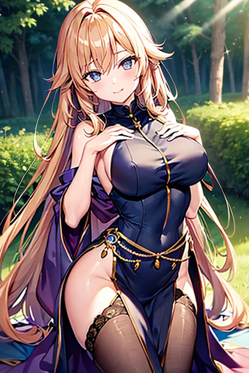 Morning Glow Forest、The chest is large、The waist is normal、Chestnut Hair、Blue Eyes、The woman is cute but a little sexy