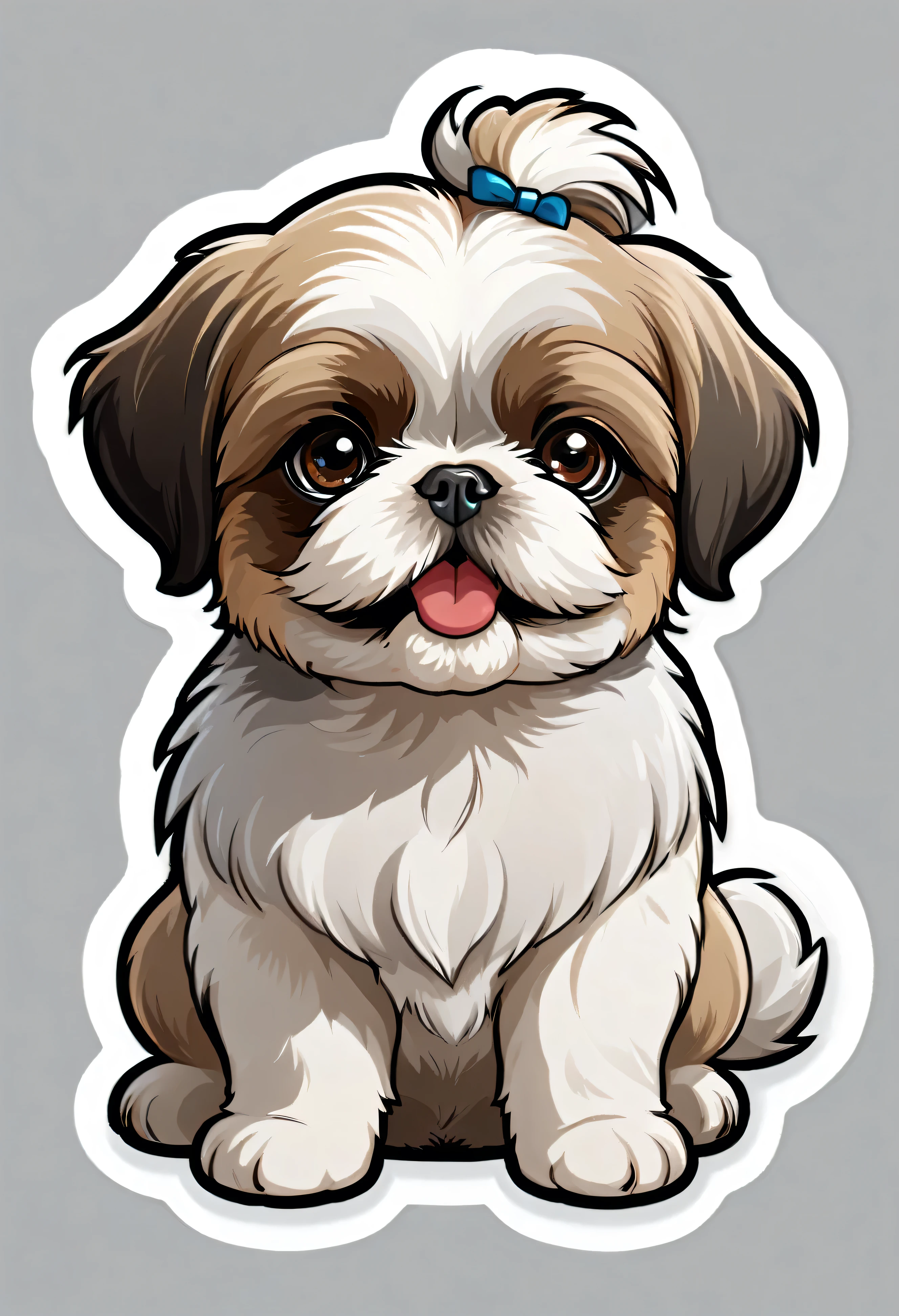 1 sticker, puppy, Shih Tzu, Round eyes, Cute eyes, Cute gestures, Cute expression, Simple Background