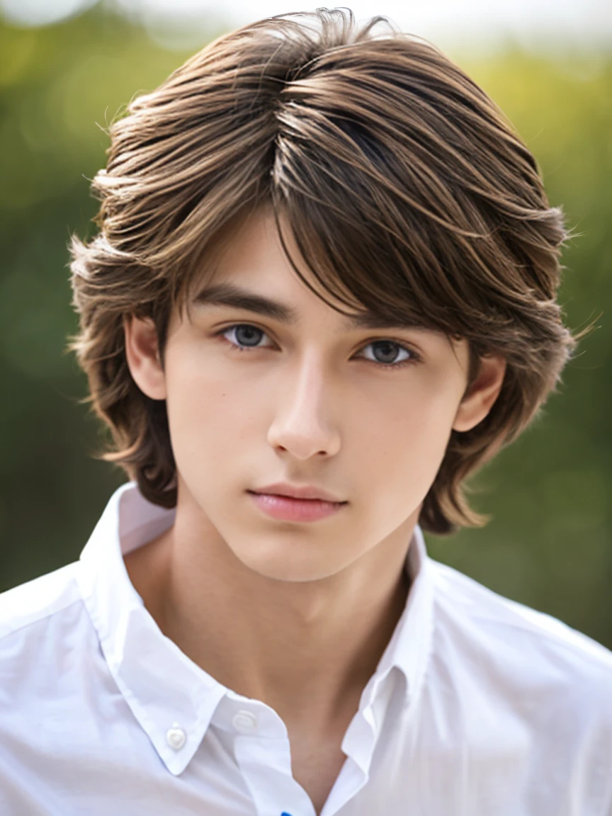 A beautiful 22 year old boy, totalmente desnudo, cuerpo completo, pene completamente erecto, piel blanca, brown hair, ojos azules, gran escroto inflado