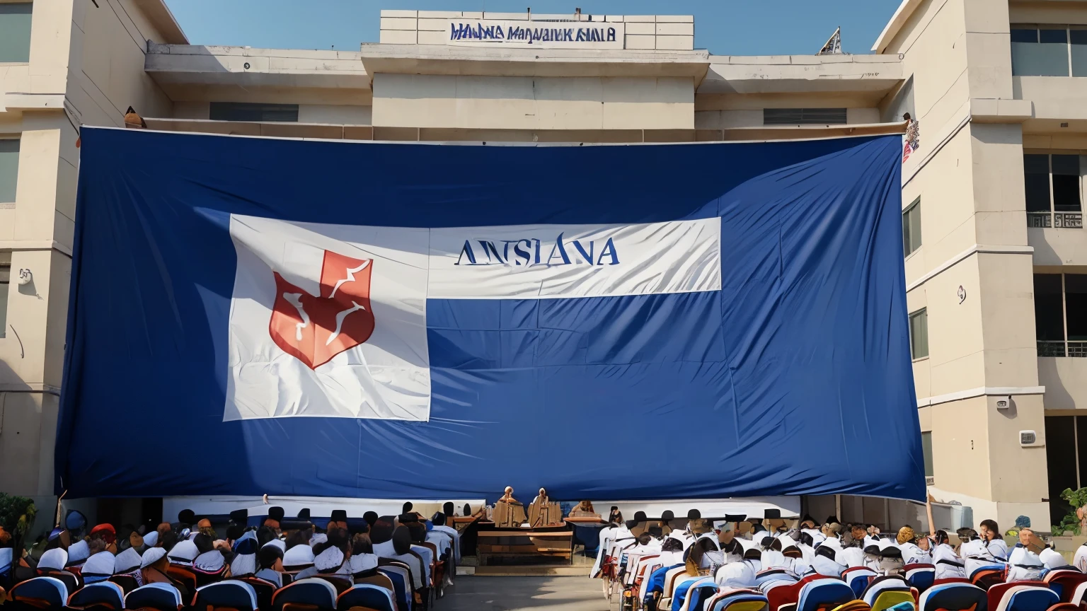 Banner for school graduation ((Wave on each side)), (("Pelepasan SMPN 199 ANGKATAN 40"))