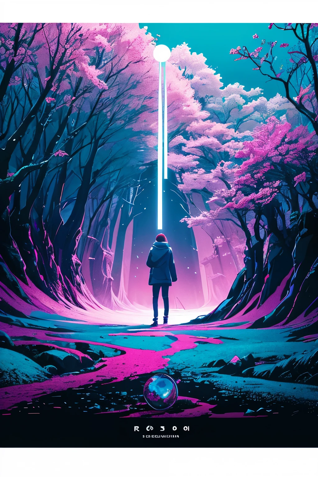 Create the image of an album cover inspired by Porter Robinson's 'Worlds' album cover, in manga style, with pink and blue hues. suggestive, pixel art

In the bottom right corner, the album title "Celestial Dreams" is elegantly written in stylized characters, shimmering with its own light that reflects onto the surrounding landscape

Aspect Ratio: 1:1 (Perfect square)
Resolution:  1600 x 1600 pixels in size
Best quality RGB Color Mode