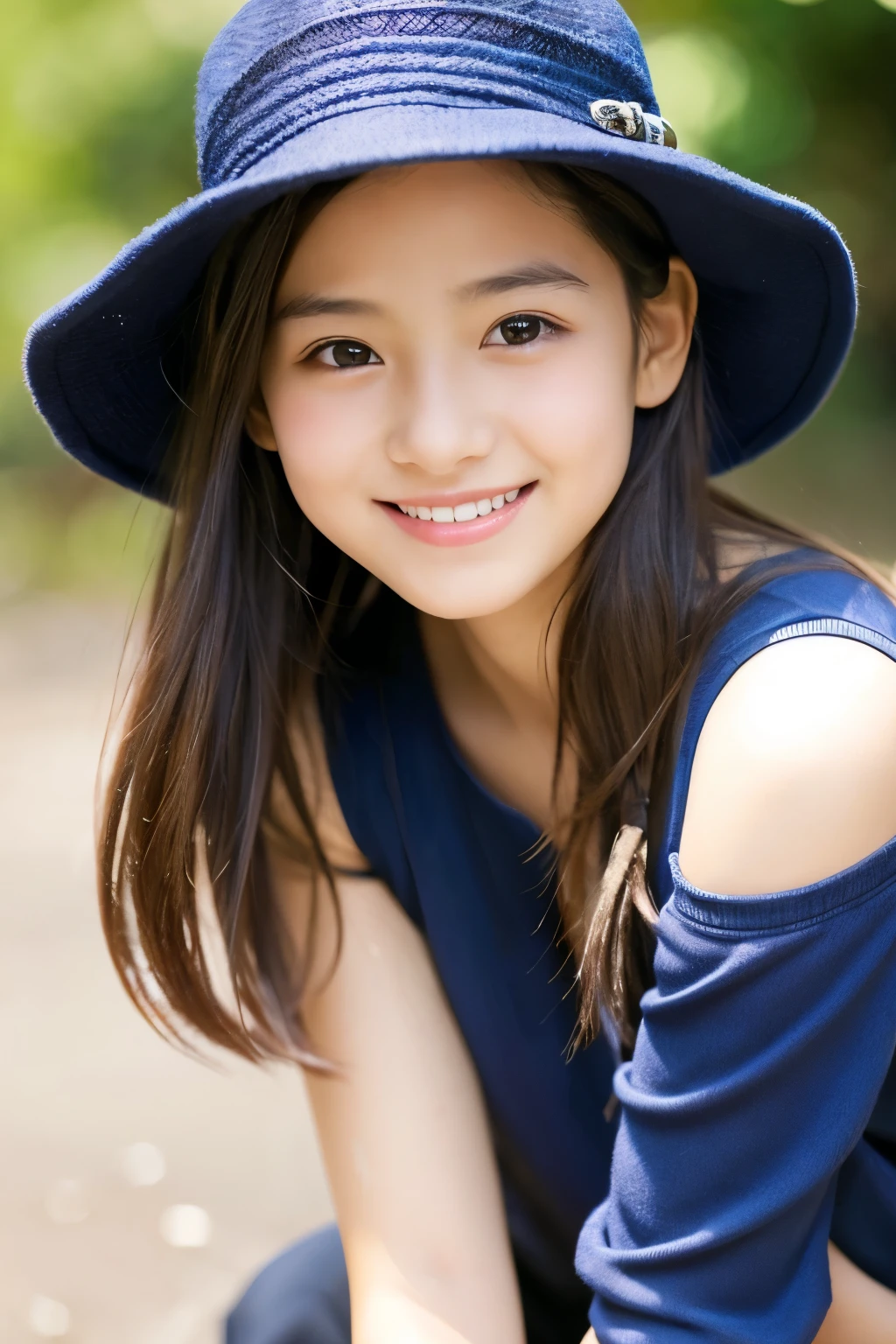 13 years old、hat、cute、Beautiful eyes、smile、Sparkling、shine、Don't touch、ステキながらのhat、Charm、