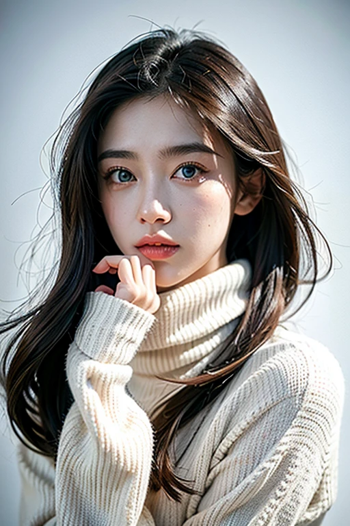 One girl,turtleneck,cuff,String,close,High resolution,ultra High resolution,Detailed face,16k,High resolution