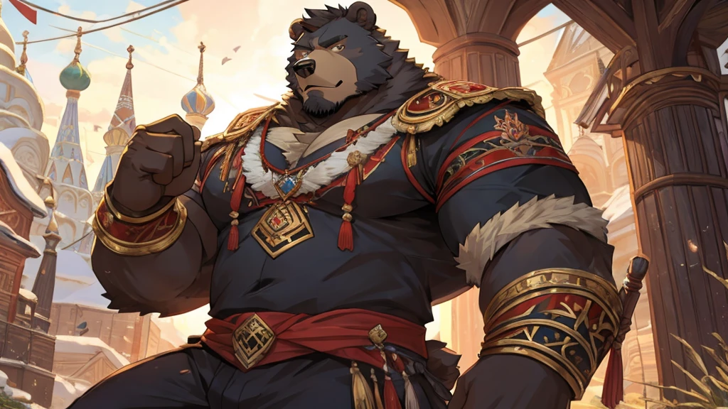Russian style,Bear Man,Handsome,strong,Detailed character details