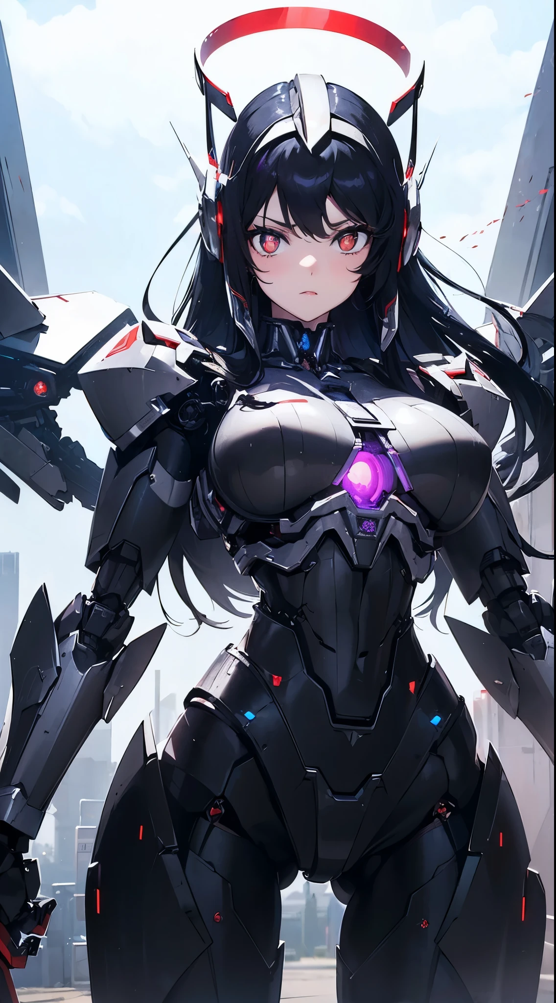 Machine eyes glowing red、