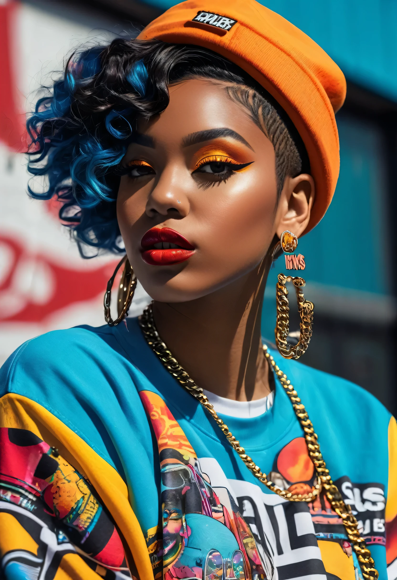 (best quality,4k,8k,highres,masterpiece:1.2),ultra-detailed,(realistic,photorealistic,photo-realistic:1.37),hip hop fashion,portrait,colorful,retro,vibrant colors,pixelated style,detailed facial features,expressive eyes and lips,urban background,stylish clothing,cool poses,graffiti details,shiny accessories,cultural elements,street art vibes,dynamic lighting,creative composition,striking contrasts,stylized hair,funky patterns,oldschool vibes,confident expressions,energetic atmosphere,hip hop music influence,playful attitude,urban fashion trends,artistic expression,emotionally charged,uniqueness and individuality,lively characters,positive energy,detailed textures,street style fashion,eye-catching poses,authentic representation,creative .