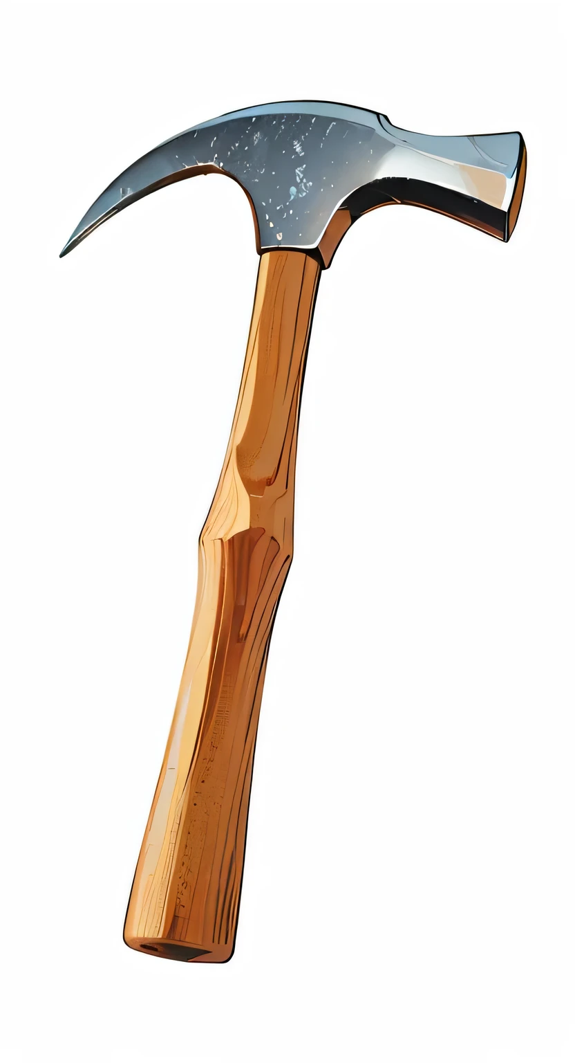 a close up of a hammer with a wooden handle on a white background, giant wooden stick, shepherd's crutch, hammer, ax, Wooden stick, with a two handed ax, Large wooden sticks,
