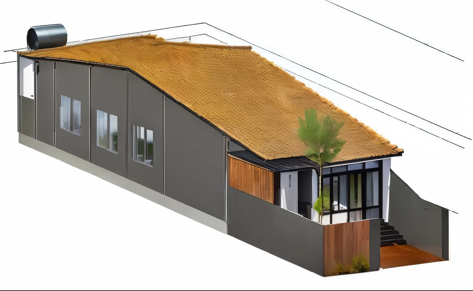 Exterior house in a rural landscape, Modern home style, High Quality