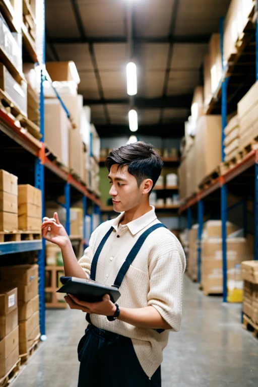 A man picking items in a warehouse