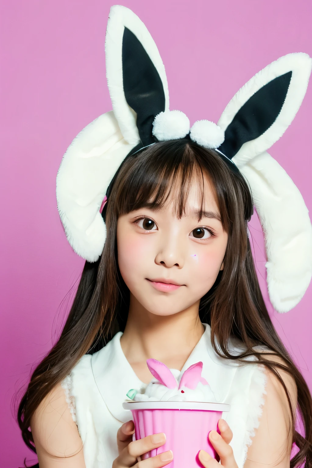 Sick girl with bunny ears