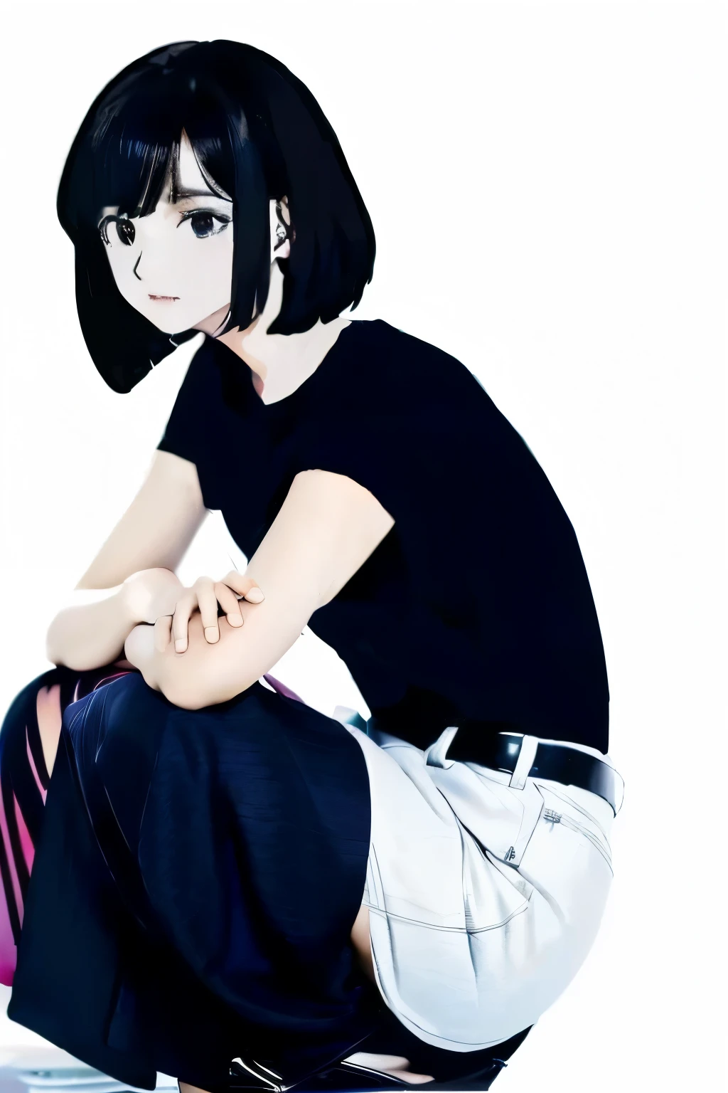 anime girl sitting on a chair with her legs crossed, lain iwakura, lain, fubuki, portrait of lain iwakura, anime styled 3d, sui ishida with black hair, made with anime painter studio, iwakura lain, realistic anime 3 d style, rei hiroe, hinata hyuga, anime portrait of shiina ringo