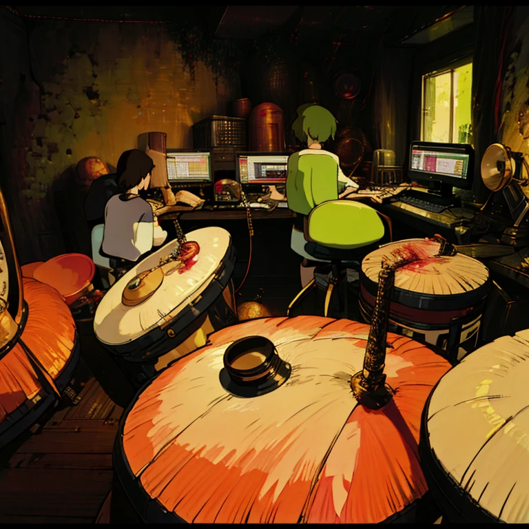 A couple of friends recording music in FL studio