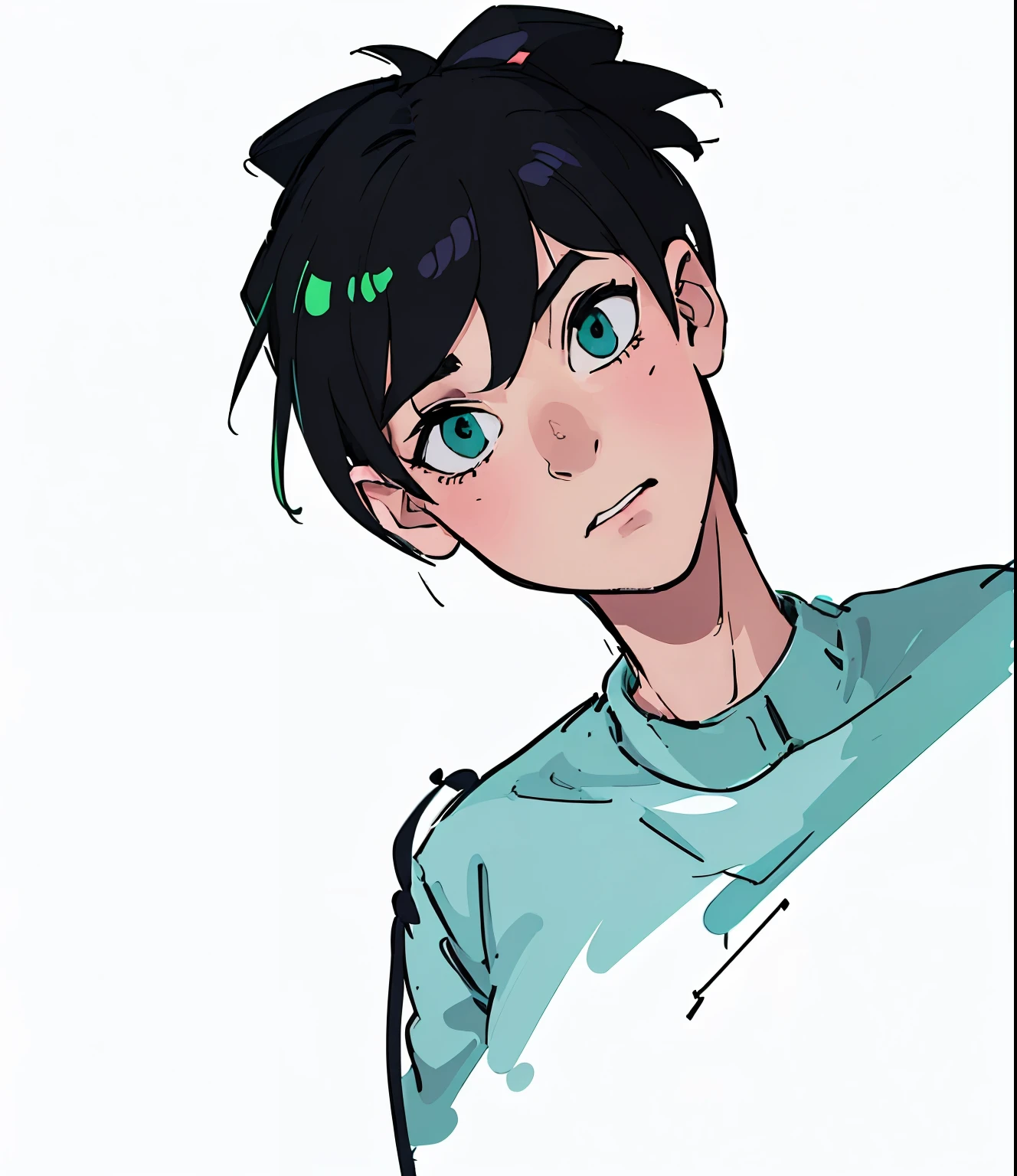 Cartoon boy holding a Wii remote, Cartoon rendering art style, Josh Slytherin Art, Half-length portrait, Draw with Microsoft Paint, unknown art style, rotoscoping, In the style of Tony Statler, Half body headshot, Varguyart style, drawn with photoshop, Vector shadow anime, ( ( Jitter ) ), Merge roles